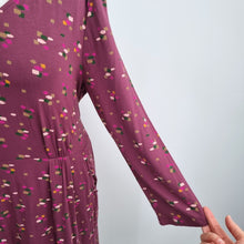 Load image into Gallery viewer, White Stuff Dress Pockets UK 14 Purple Burgundy Jersey Casual Print Long Sleeves