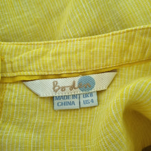 Load image into Gallery viewer, Boden Top 100% Linen Yellow UK 8 Blouse Button Down Back 3/4 Sleeves Work Casual