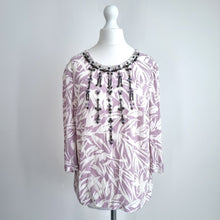 Load image into Gallery viewer, Boden Embellished Beaded Blouse UK 8 Lilac Purple Floral Viscose Top Work Lined