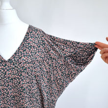 Load image into Gallery viewer, Ganni T-shirt Dress Floral Print Ditsy Black Pink Tunic Top Jersey Mini Small