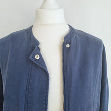Load image into Gallery viewer, Jaeger Jacket Lightweight Navy Blue 100% Lyocell Summer Pockets Chambray 10