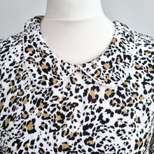 Load image into Gallery viewer, M&S Tea Dress Leopard Print UK 14 Peter Pan Collar Viscose Smock Animal Skater