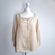 Load image into Gallery viewer, Elemente Clemente 100% Linen Top Size 1 UK 10 12 Beige Blouse Lagenlook Neutral