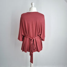 Load image into Gallery viewer, GAP Wrap Top Knit XL Dusty Pink Batwing Sleeves Tie Waist Oversized Jumper