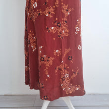 Load image into Gallery viewer, M&S Per Una Co-ord Midi Skirt Blouse Rust Brown Floral Print Set Occasion 20 22