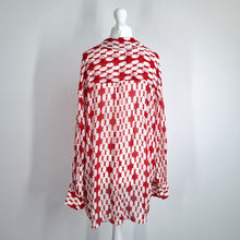 Load image into Gallery viewer, Zara Oversized Chiffon Shirt XS S Red White Polka Dot Tunic Blouse Retro Print