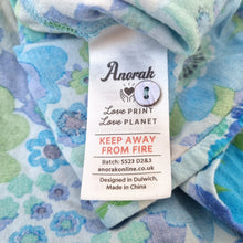 Load image into Gallery viewer, Anorak Retro Floral Blouse UK 16 Button Front Turquoise Blue Peasant Top Viscose
