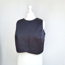 Load image into Gallery viewer, Monsoon Cropped Top Party Black Lined Back Zip Evening Boxy Sleeveless Size 14