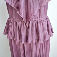 Load image into Gallery viewer, Vintage Uninhibited Dress Pleated 1970s Maxi Lilac Rare Strappy Occasion Fits 10