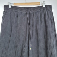 Load image into Gallery viewer, M&S Per Una Trousers Wide Leg 16 Cheesecloth Black Palazzo High Rise 100% Cotton