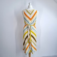 Load image into Gallery viewer, Orla Kiely Dress Jersey Chevron Stripes 100% Cotton A Line Low V Neck Retro 10