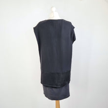 Load image into Gallery viewer, AllSaints Black Mini Dress Seymour Silk Blend Draped Pleated Tunic Repair 10