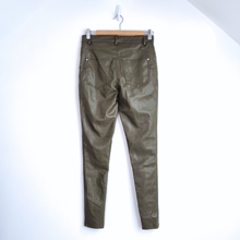 Load image into Gallery viewer, River Island Khaki Trousers UK 8 Faux Leather Skinny Green PU Coated Jeggings
