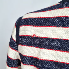 Load image into Gallery viewer, M&S Striped Blazer Jacket Cream Red Navy Nautical Preppy Woven Cotton Lined 16