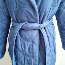 Load image into Gallery viewer, M&S Per Una Coat Puffer Belted Blue Quilted Longline Pockets Lined Nylon Size 10