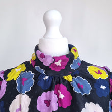 Load image into Gallery viewer, Kate Spade Blouse Floral Print Button Down Back High Neck Silky Work Top Small