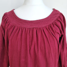 Load image into Gallery viewer, Hush Mini Dress Burgundy Smock 100% Cotton Babydoll Tunic Casual Jersey Red XS
