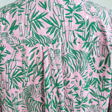 Load image into Gallery viewer, Hush Pyjama Top Shirt Medium Tiger Jungle Print Pink Green 100% Cotton Buttons