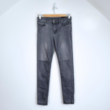 Load image into Gallery viewer, AllSaints Jeans Mast Fit W 28 Skinny Grey Panel Raw Hem Stretch Low Rise Grunge