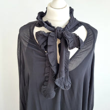 Load image into Gallery viewer, Monsoon Midi Dress Black Large Aurelia Long Sleeve Ruffle NEW Bow Party Gothic