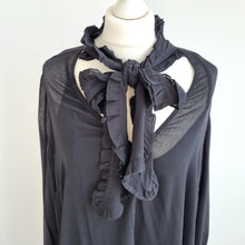 Load image into Gallery viewer, Monsoon Midi Dress Black Large Aurelia Long Sleeve Ruffle NEW Bow Party Gothic