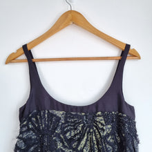 Load image into Gallery viewer, AllSaints Dress 100% Silk Mini Textured Sequins Pockets Grunge Lined Party 6