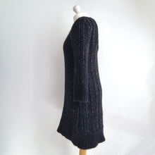 Load image into Gallery viewer, Zara Knitted Dress Chunky Black Mini Bodycon Long Sleeves Sparkly Party Medium