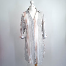 Load image into Gallery viewer, Principles Shirt Dress White 16 100% Cotton Striped Long Sleeves Beach Cover Up