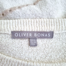Load image into Gallery viewer, Oliver Bonas Jumper Cream Textured Knit UK 10 Striped Lightweight 3/4 Sleeves