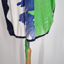 Load image into Gallery viewer, Oui Top Blouse Oversized Floral Print UK 14 Cotton Blend Blue Green Short Sleeve