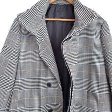 Load image into Gallery viewer, Asos Men's Coat Grey Large Tall Prince of Wales Check Button Down Overcoat Tweed