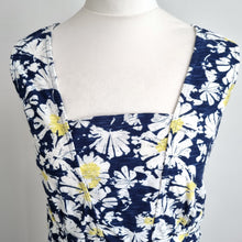 Load image into Gallery viewer, Adini Floral Maxi Dress Size Medium Navy White Yellow Cotton Sleeveless Summer