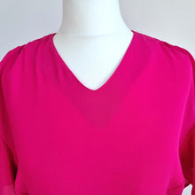 Load image into Gallery viewer, Vintage Frank Usher Dress Hot Pink Cocktail Fit & Flare Ruffles Crepe Wedding 12