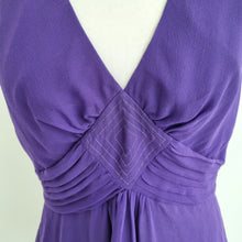 Load image into Gallery viewer, Oasis Top Y2K 100% Silk Purple 16 V Neck Lined Party Asymmetric Hem Cami Vintage
