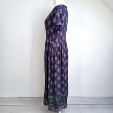 Load image into Gallery viewer, Vintage Monsoon Maxi Dress Pockets Jacquard Block Print Boho Navy Paisley Sz 16