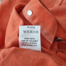 Load image into Gallery viewer, Jaded London Denim Coat Jacket Oversized Long Ombre Tie-Dye Orange Small Medium