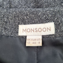 Load image into Gallery viewer, Monsoon Shift Dress Wool Blend UK 12 Sleeveless Grey Lined Work Office Tweed