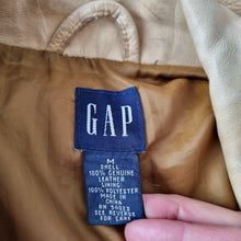 Load image into Gallery viewer, Vintage GAP Leather Jacket Tan Rare Genuine 90s Y2K Button Down Women's Medium