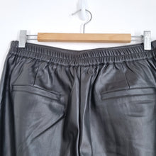 Load image into Gallery viewer, Roman Faux Leather Trousers Cropped 14 NEW Black Wide Leg Pockets Elastic Waist