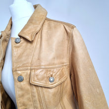 Load image into Gallery viewer, Vintage GAP Leather Jacket Tan Rare Genuine 90s Y2K Button Down Women's Medium