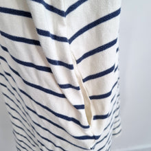 Load image into Gallery viewer, Celtic & Co T-Shirt Dress Striped UK 8 Cream Navy Breton 100% Cotton Pockets