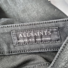 Load image into Gallery viewer, AllSaints Studded Black Jeans Miller Coated Waxed Skinny Grunge Cropped W 28