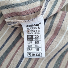 Load image into Gallery viewer, Vintage St Michael Blazer UK 18 20 Linen Blend Beige Striped 90s M&S Jacket Plus