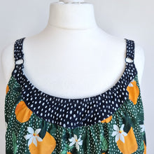 Load image into Gallery viewer, Ulla Popken Tankini Top Oranges Spot Print Lined Blouson Swimsuit Plus Size 28
