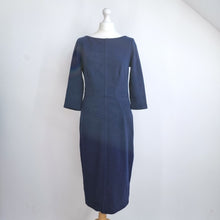Load image into Gallery viewer, Boden Dress Shift Navy Blue Ribbed Pencil 3/4 Sleeves Work Occasion 12 Long