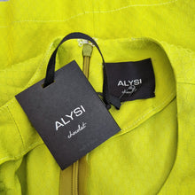 Load image into Gallery viewer, Alysi Chocolat Blouse Lime T-shirt Dolman Short Sleeves Tunic Chartreuse UK 10