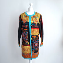 Load image into Gallery viewer, Indigo Moon Jacket Embroidered Duster Button Down Bohemian Patchwork Arty Small