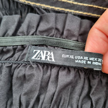 Load image into Gallery viewer, Zara Dress Midi Maxi Black Pockets Sundress 100% Cotton Shirred A Line Strap XL