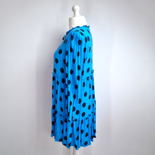 Load image into Gallery viewer, M&S Dress Mini Polka Dot Babydoll Blue Tunic Smock Long Sleeves Casual 20 Petite
