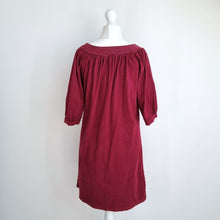 Load image into Gallery viewer, Hush Mini Dress Burgundy Smock 100% Cotton Babydoll Tunic Casual Jersey Red XS
